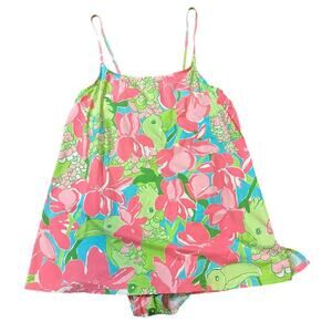 Lilly Pulitzer One-Piece Parrot Pattern Pink & Green Swimsuit Size 8  Vintage
